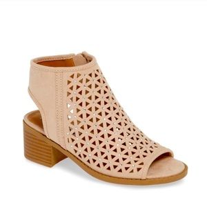 Steve Madden JJemm Embellished Perforated Bling Bootie Short Block Heel